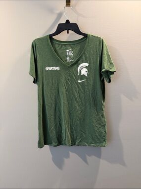 Nike Womens Green Spartans V-Neck Tee